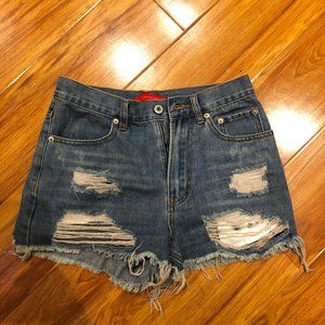 Distressed Denim Shorts- Light Wash